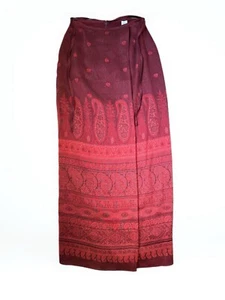 Vintage NWT Anne Klein Maxi Wrap Skirt Linen Silk Paisley 90s Lined Size 2 Boho - Picture 1 of 13