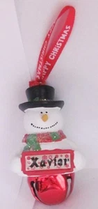 25412 XAVIER NAME FROSTY SNOWMAN COLOUR BELL CHRISTMAS TREE DECORATION GIFT - Picture 1 of 6