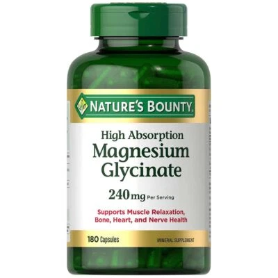Natures Bounty Magnesium Glycinate 240 mg 180 Capsules Mineral Supplement - Image 1 of 2