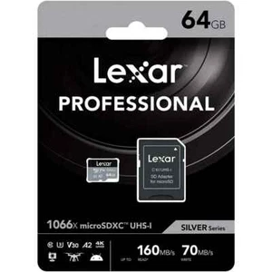 Lexar Microsdxc Card 64GB High-Performance 1066x UHS-I U3 Silver - Picture 1 of 1