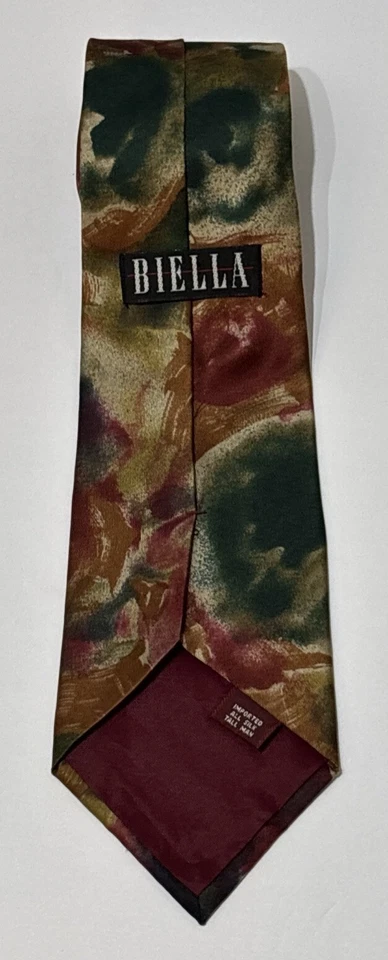 Corbata vintage Biella para hombre diseño artístico abstracto pastel toda seda EE. UU. alta 64”x3,75” Foto 1 de 4