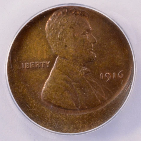 ANACS 1c 1916 Wheat Cent 20% Off-Center MS64 BN Cover