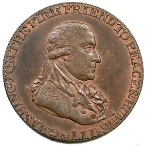 Moneda de cobre de rejilla Washington botones Lg borde caña 1795 - Imagen 1 de 2