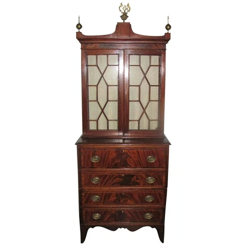Antique American Federal Mahogany Secretary Bookcase Circa 1790 Cover
