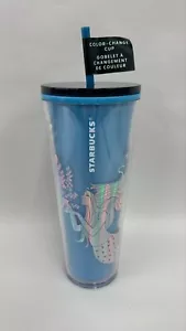 NEW Starbucks Blue Color Change Siren 24oz Venti Tumbler Cold Cup with Straw - Picture 1 of 2