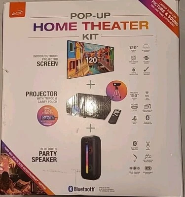 iLive Bluetooth Pop Up Home Theater Kit With 120in Screen And Party Speaker - Image 1 of 2