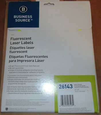 Business Source Fluorescent Laser Label - 2" Width X 4" Length - 250 / Pack - - Image 1 of 3