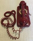 Vintage Grand Phone Flash Redial Landline Wall Phone Red Color Long Cord Worked