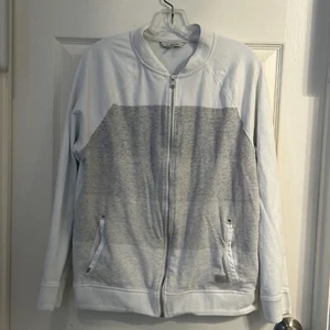 Calvin Klein Pull Up Zip Jacket Sweatshirt L Men White/Gray - Picture 1 of 6