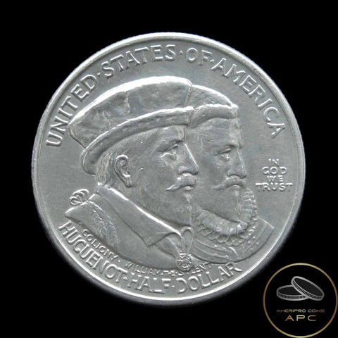 1924 Huguenot Commemorative Half Dollar 90% Silver Choice Gem BU+++ Cover