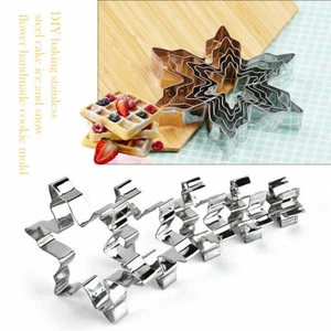 5x Cookie Cutter Snowflakes Mould Xmas Biscuit Dough Fondant Pastry DIY Baking - Picture 1 of 12