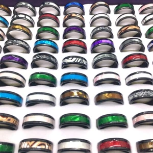 Wholesale 50pcs Men Women Stainless Steel Rings Variety of Patterns Silver Black - Picture 1 of 13