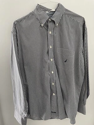 NAUTICA Shirt White Black Check 80's Two-Ply Cotton Long Sleeve Logo L 0824 - Image 1 of 4