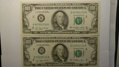 [2] 100.00 Federal Reserve Notes. They have been circulation but hard to tell so - Image 1 of 4