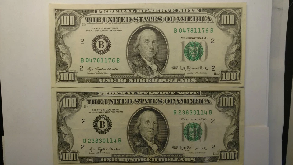 [2] 100.00 Federal Reserve Notes. They have been circulation but hard to tell so - Image 1 of 4