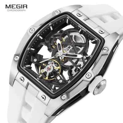 MEGIR Reloj Hombre Lujo Esqueleto Dial Correa Silicona Reloj Automático Para Hombre Foto 1 de 4