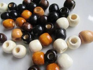 Jewellery Craft 12mm Round Chunky Maple Wood Wooden Mix Brown Cream Black Beads - Picture 1 of 10