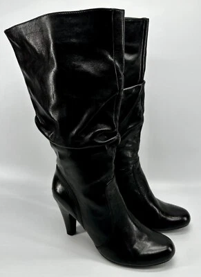 Botas hasta la rodilla Guess de cuero negro con tacón de 3 1/2" talla 9 1/2 (S1354) Foto 1 de 4