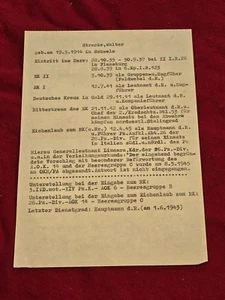 RARO! WALTER STRACKE SEGUNDA GUERRA MUNDIAL Documento Alemán Caballeros Porta Cruz + DKIG!! - Imagen 1 de 5