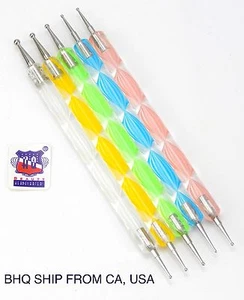5PCS 2 WAY DOUBLE ENDED NAIL ART MANICURE PEDICURE DOTTING TOOLS - Picture 1 of 3