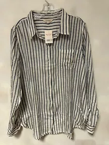 New woman Lucky brand button up blouse size XL long sleeves striped - Picture 1 of 5