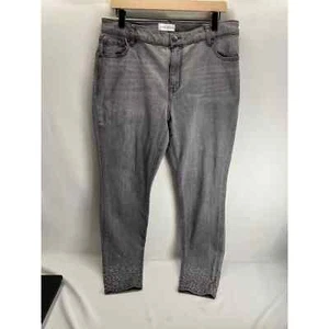 Lane Bryant Grey Skinny Jeans Bling Sparkle Rhinestones Ankle Size 14 - Picture 1 of 4