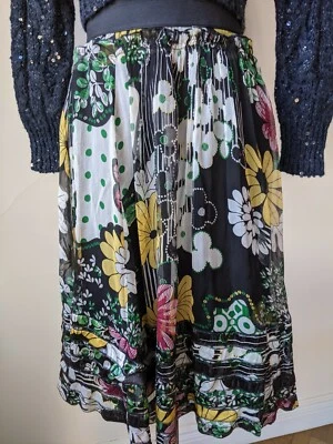  Blumarine Mujer Gasa Falda Seda Flor Estampado Forro Cenefas  Foto 1 de 4