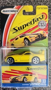 MATCHBOX SUPERFAST SERIES #33 DODGE VIPER GTS R YELLOW 1 of 10,000 - Picture 1 of 5
