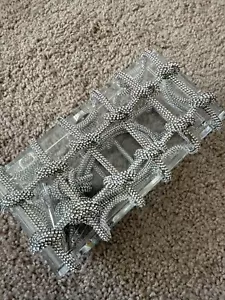 Clear Acrylic Clutch Sparkle Rhinestone Evening Bag Glitter Knot Handbag - Picture 1 of 3