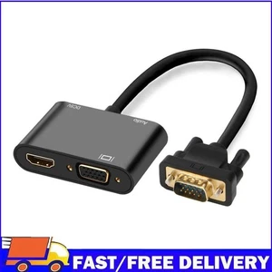 3 in 1 VGA to HDMI-Compatible+3.5mm Audio+VGA Adapter HDTV Monitor Splitter Kit - Afbeelding 1 van 11