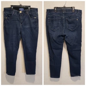Democracy Ankle Skinny Jeans Ab Solution Size 14 Blue Dark Wash Denim Stretch - Picture 1 of 10