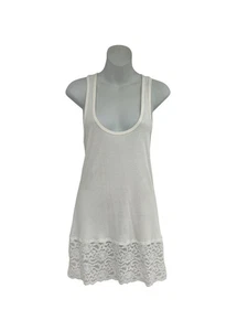 Express elfenbeinfarbenes geripptes Tanktop Camisole Top breiter Spitzensaum Detail Gr. Medium - Bild 1 von 7