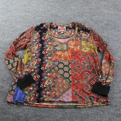 Johnny Was Blouse Medium Moa Favorite Paisley Floral Long Sleeve Patchwork Boho - Image 1 of 4