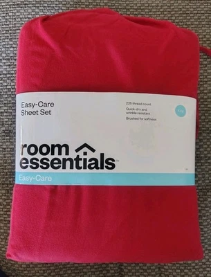 ROOM ESSENTIALS EASY CARE KING SIZE SHEET SET 225 THREAD COUNT RED - Image 1 of 3