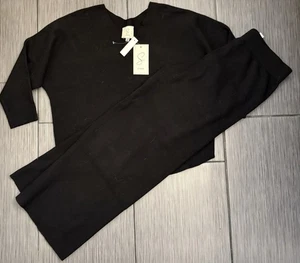 Conjunto de dos piezas acanaladas negras Sioni para mujer talla mediana nuevo con etiquetas salón de gran tamaño - Imagen 1 de 9