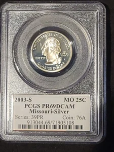 2003-S Missouri 25C Silver Quarter PCGS PR69DCAM - Picture 1 of 2