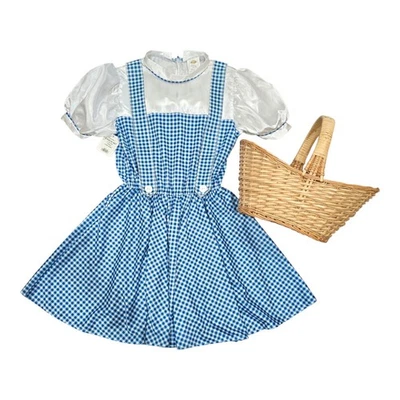 DISFRAZ El Mago de Oz Dorothy Niñas Talla GRANDE (10-12) ~ SOLO VESTIDO Y CESTA Foto 1 de 4