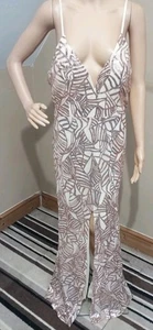 Gold Sequin Mermaid Front Split Long Evening Dress Prom Wedding UK Size 14 - Picture 1 of 8