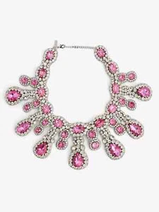 MOSCHINO Pink Brooch Crystal Embellished Statement Necklace NEW BOXED RARE - Picture 1 of 20