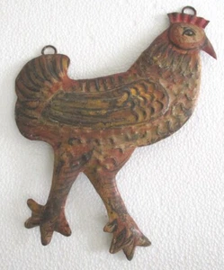 TIN IRON ROOSTER WALL DECORATION / HANGING . TRADE SIGN EMBOSSED - Picture 1 of 7