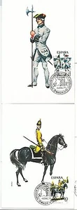 63758 - SPAIN - POSTAL HISTORY: set of 6 MAXIMUM CARD 1975 - UNIFORMS - Picture 1 of 2