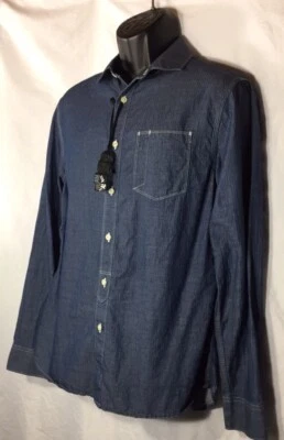 Camisa de manga larga con botones William Rast para hombre talla mediana azul marino algodón Foto 1 de 4