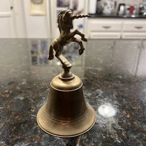VINTAGE Solid Brass Unicorn Bell Figurine - Picture 1 of 8