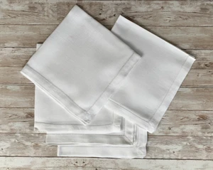 Luxury Set of 6 45x45cm 100% Linen Hemstitch NAPKINS Dinner Fine Table Cloth - Picture 1 of 4