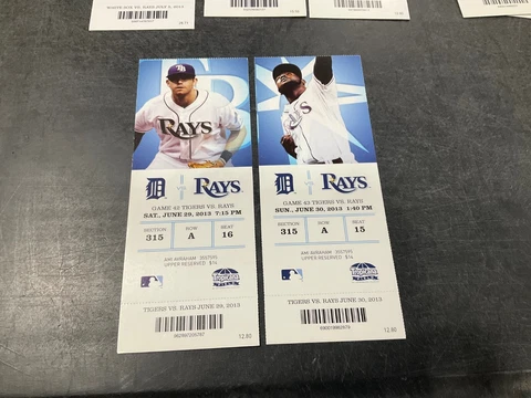 TAMPA BAY RAYS 2013 TICKET STUB 6/29/13-6/30/13 VS TIGERS Cover