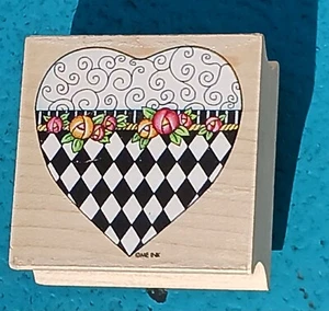 Mary Engelbreit Rubber Stamp Rose Filigree Heart 860F All Night Media USA - Picture 1 of 10