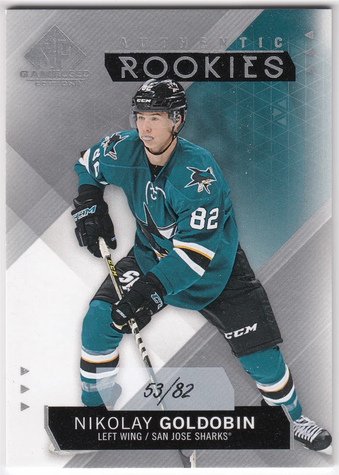 2015-16 Upper Deck SP Game Used Jersey Numbered Rookies NIKOLAY GOLDOBIN 189 /82 - Image 1 of 1