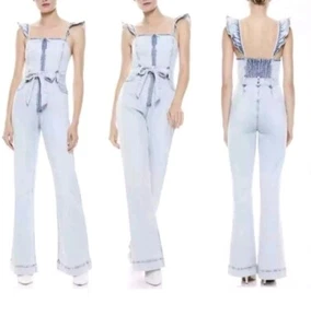 Mono jersey de pierna ancha con cinturón Alice & Olivia Fools Paradise 25 - Imagen 1 de 13