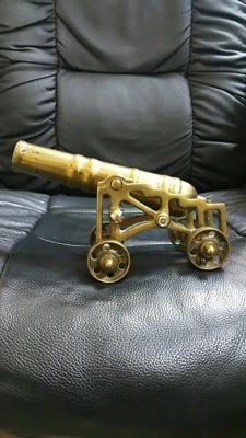 VINTAGE CANNON GUN BATTLE FIELD WEAPON BRASS BRONZE ART DECO LARGE HEAVY TOY - Image 1 of 4