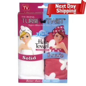 Turbie Twist Original Microfiber Hair Towel White Pack of 2 - Picture 1 of 3